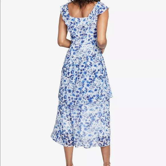 🔥RACHEL RACHEL ROY🔥A-LINE FLORAL PRINT RUFFLED DRESS BLUE & WHITE SIZE 10 NWT - Picture 2 of 7